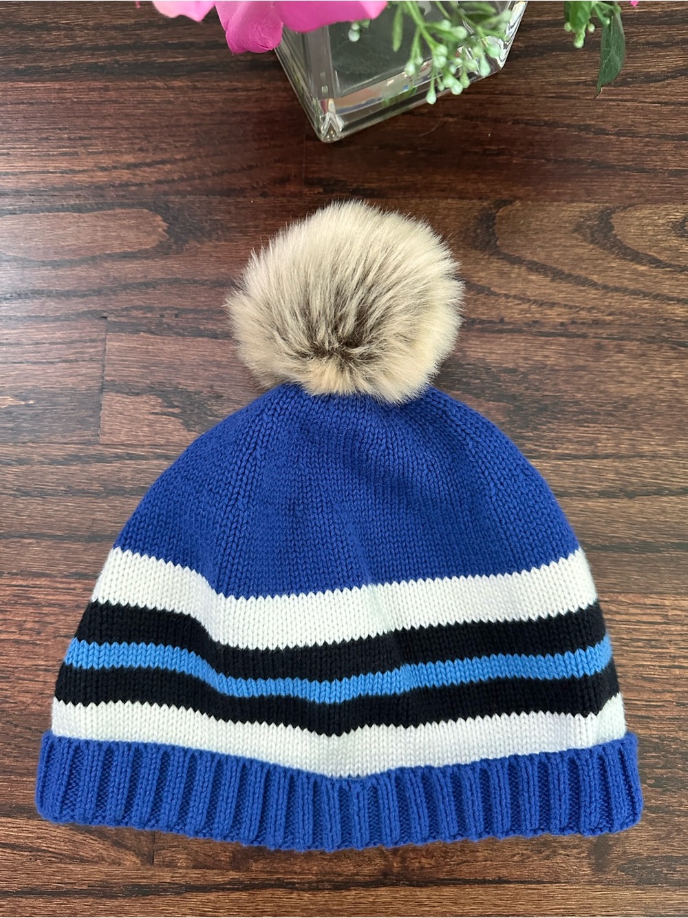 Hanna Andersson striped winter hat, size M/3-6Yr